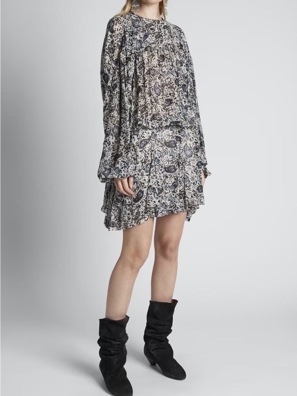 Isabel Marant Etoile Nimazu Paisley Blouson Dress, Sz EU 36 US 4